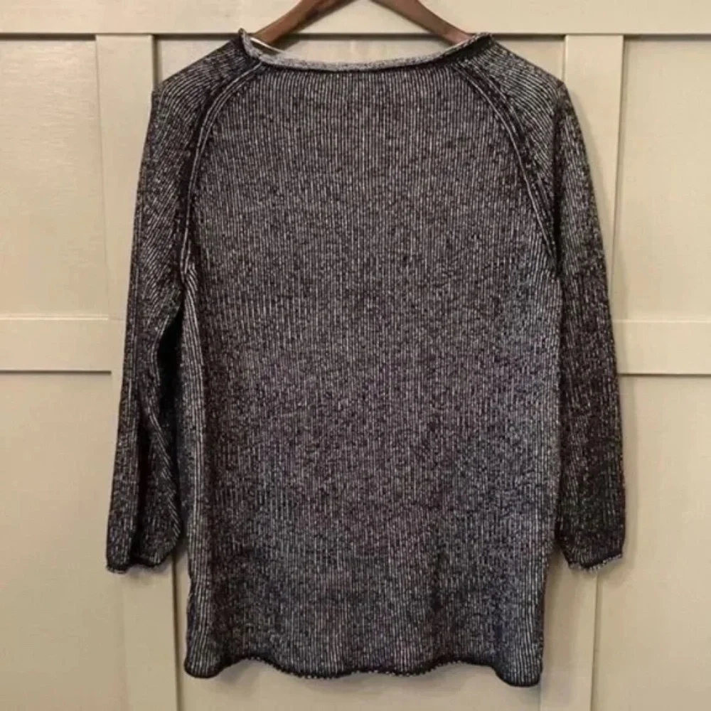 Free People Lenox Tunic Sweater Black & Gray Oversized Cozy Knit Size XS